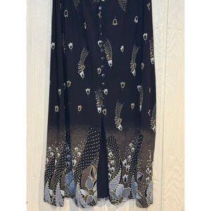 e.s.se Black Gold Floral Button Front Maxi Skirt Y2K
